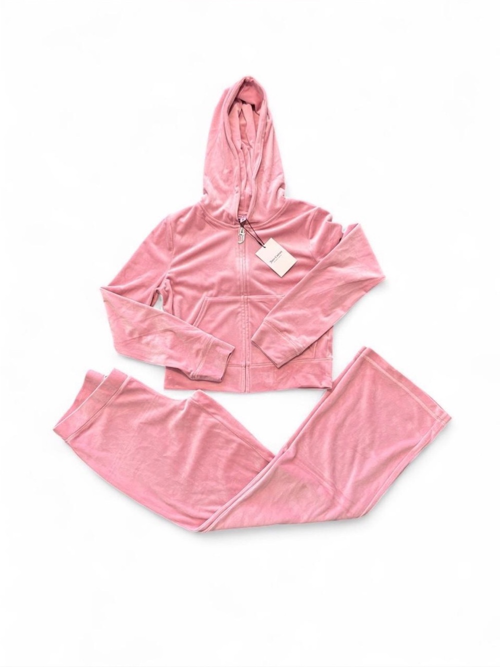Juicy Couture Pink Velour Zip Hoodie & Pants Set